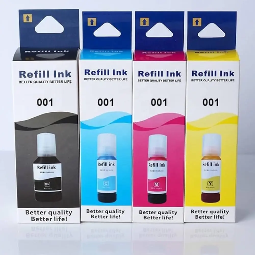 001 - Ink 4 Colors (Set of 4) Compatible with epson printer.(70ml per colour)